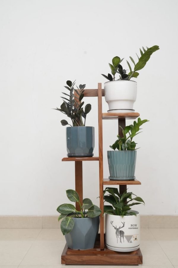 Teak Wood Flower Pot Stand 3 STEP, 3 FEET (Only Stand) | Wooden Plant Stand for Balcony Living Room Indoor Outdoor Plant Stand Display Rack Storage Rack for Patio Garden Yard