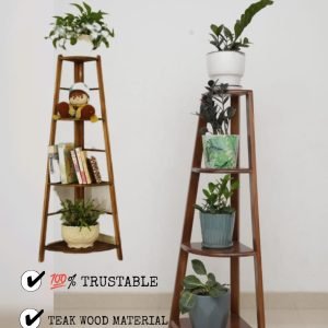 TEAK WOOD CORNER STAND (Only Stand) | Solid Wooden Vertical Garden Multi Layer Plant Stand,Wooden Plant Stand Flower Pot Stand for Balcony Foldable Storage Display Rack for Indoor Plants