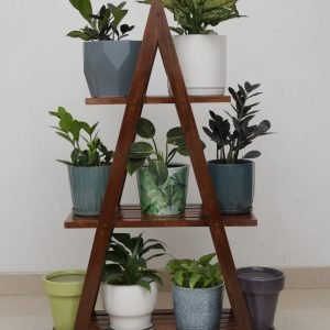Teak Wood 'A' Shaped Stand 3 Tier | Wood Plant Stand, Indoor/Outdoor Flower Pot/Plant Stand for Home Garden Balcony Living Room Decor Brown Only Stand