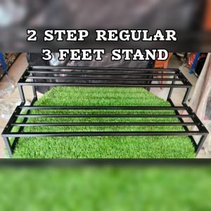 2 Step Regular 3 Feet Stand Black Colour | Two Step Plant Stand Heavy Duty in Black by A one Steels Metal Flower Pot Holder