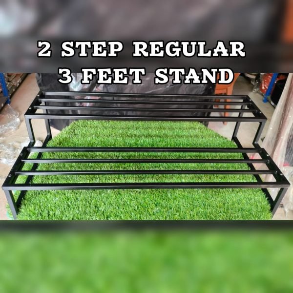 2 Step Regular 3 Feet Stand Black Colour | Two Step Plant Stand Heavy Duty in Black by A one Steels Metal Flower Pot Holder