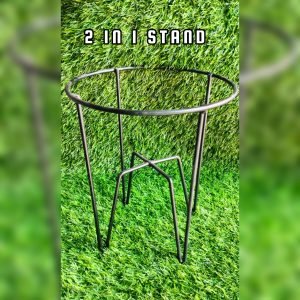 Metal Stand for Plants 2 in 1 Stand | Plant Stand with Metal Planters Pot Holder Flower Pot Indoor Outdoor in Round Black Colour