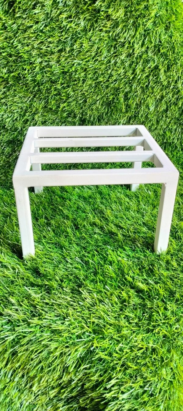 Metal Plant Stand 8 x 8 inch | Flower Metal Pot Stand For Outdoor Plants / Indoor Pot Stands plant of Heavy Duty Metal in White and Black Colour - Image 2