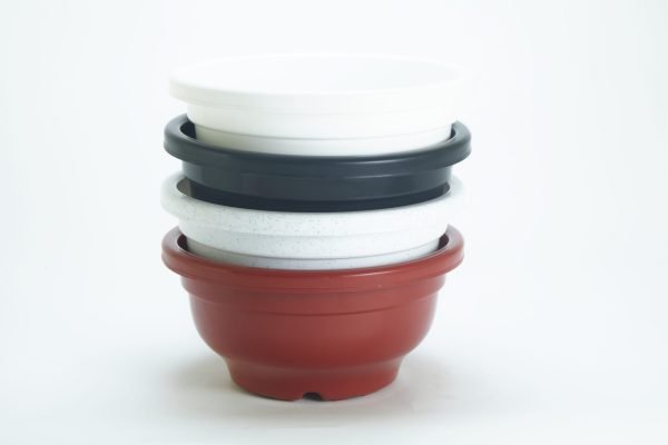 Bonsai Pot 001 | Indoor and for Outdoor Flower Pots/Planters, Table Top Decorative Pot White & Brown, Black