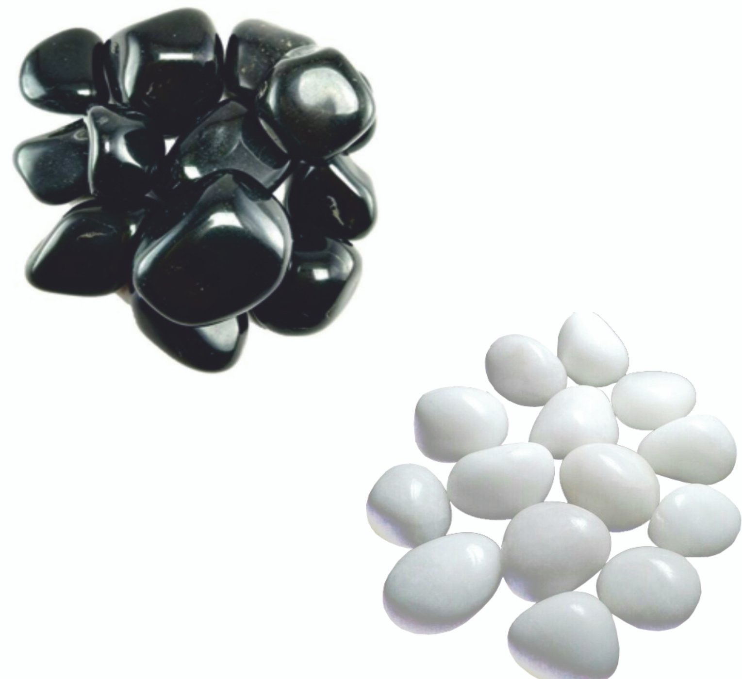 Polished Pebbles | Decorative Large, Small Polished Stone Pebbles for Landscape Home Garden Decor | White and Black Colour 1 Polished Pebbles | Decorative Large, Small Polished Stone Pebbles for Landscape Home Garden Decor | White and Black Colour
