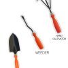Garden Tool Set - 3 Pcs (Big Trowel, Cultivator, Weeder) | Terrace Gardening Accessories | Gardening Tools Kit for Home Gardening | Essential Farming Spade, Trowel, Tiller | Hand Cultivator | Garden Hand Cultivator | Mini Hand Rake | Hand Rake Garden Tool | Hand Cultivator | Cultivator | Hand Held Cultivator | Garden Cultivator | Garden Rake | Hand Rake | 3 Prong Garden Rake, Weeder | Weed Remover Agriculture Tool for Gardens |Weeding Tool for Terrace Garden |Durable Hand Weeder for Garden |Garden Plants Weeder for Lawn (Orange Handle, Black Blade)