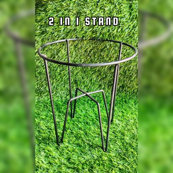 Metal Stand for Plants 2 in 1 Stand | Plant Stand with Metal Planters Pot Holder Flower Pot Indoor Outdoor in Round Black Colour