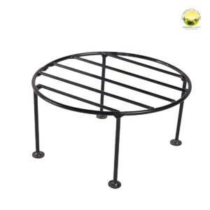 Black Metal 4 Leg Stand | Plant Round Stand Galvanised Metal Flower Pot Holder Gamla Support Corner Rack Outdoor Display Shelf for Home Garden Balcony Decoration