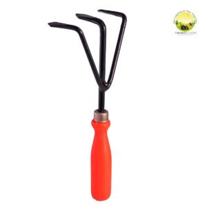 Small Hand Cultivator | Hand Cultivator Agriculture Tool for Home Gardening | Farming Tiller for Plants in Garden Durable Hand Cultivator for Garden (Red Handle, Black Metal)