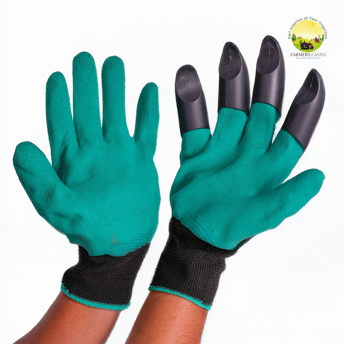 CAP GLOVES | Heavy Duty Garden Farming Gloves Washable with Right Hand Fingertips ABS Claws for Digging and Gardening (Free Size, Green) 1 CAP GLOVES | Heavy Duty Garden Farming Gloves Washable with Right Hand Fingertips ABS Claws for Digging and Gardening (Free Size, Green)