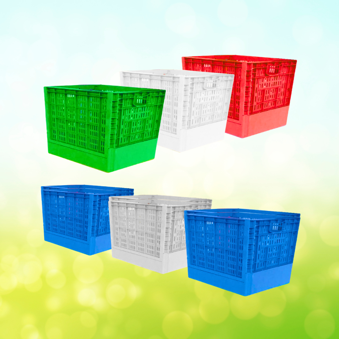 Plastic Collapsible Crates_Folding Crates | Portable Foldable Crate | Collapsible Basket, 10 kg and 26 kg Capacity | Heavy Duty Durable Plastic Stackable Crates for Storage and Organizing, Big & Small Size with Multicolour